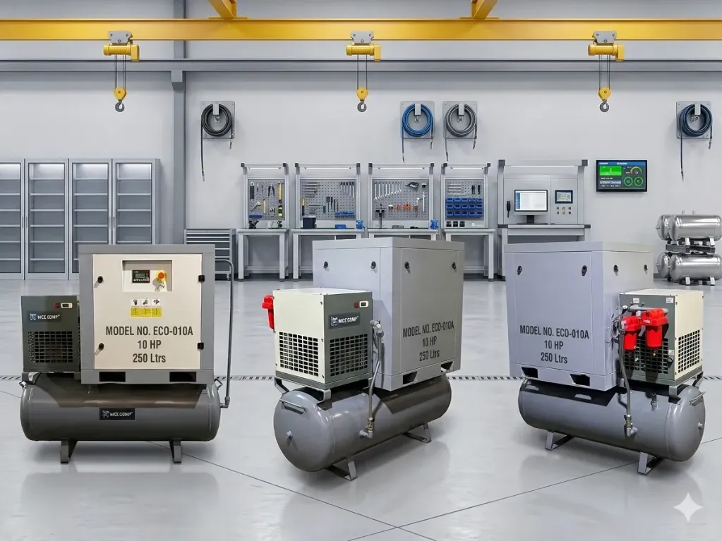 [RSCC-02A] Nice Eco-010A 10 HP  Rotary Screw Compressor with 250 Litre Tank With 40 cfm Rerigerated Air Drier with Pre and After Filter attached